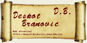Despot Branović vizit kartica